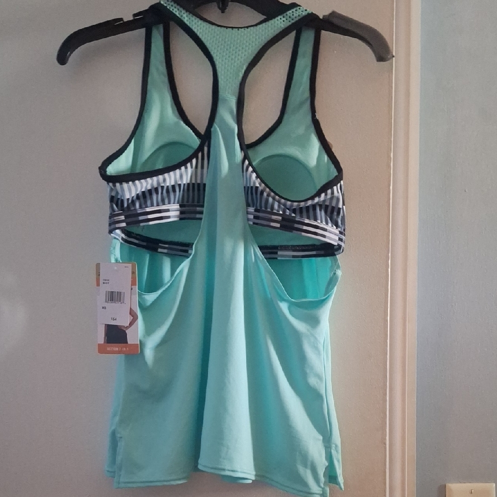 Mint Green Striped Women's Racerback Tank